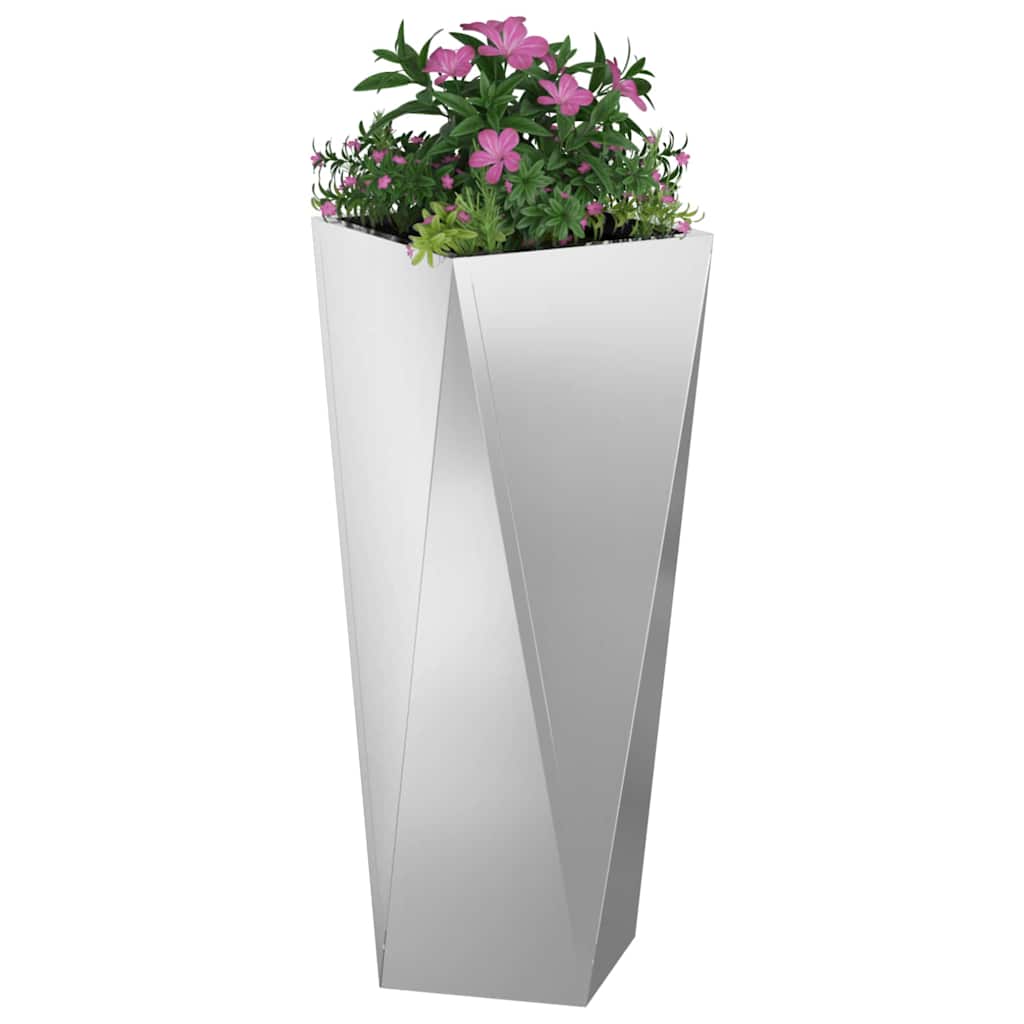 Planter Silver 30 x 30 x 75 cm Galvanised Steel