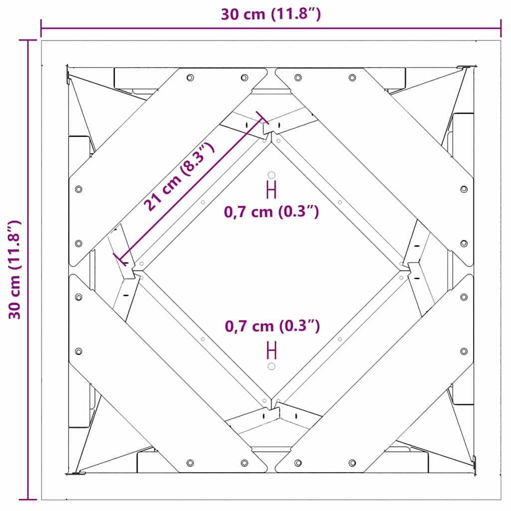 Planter Silver 30 x 30 x 75 cm Galvanised Steel