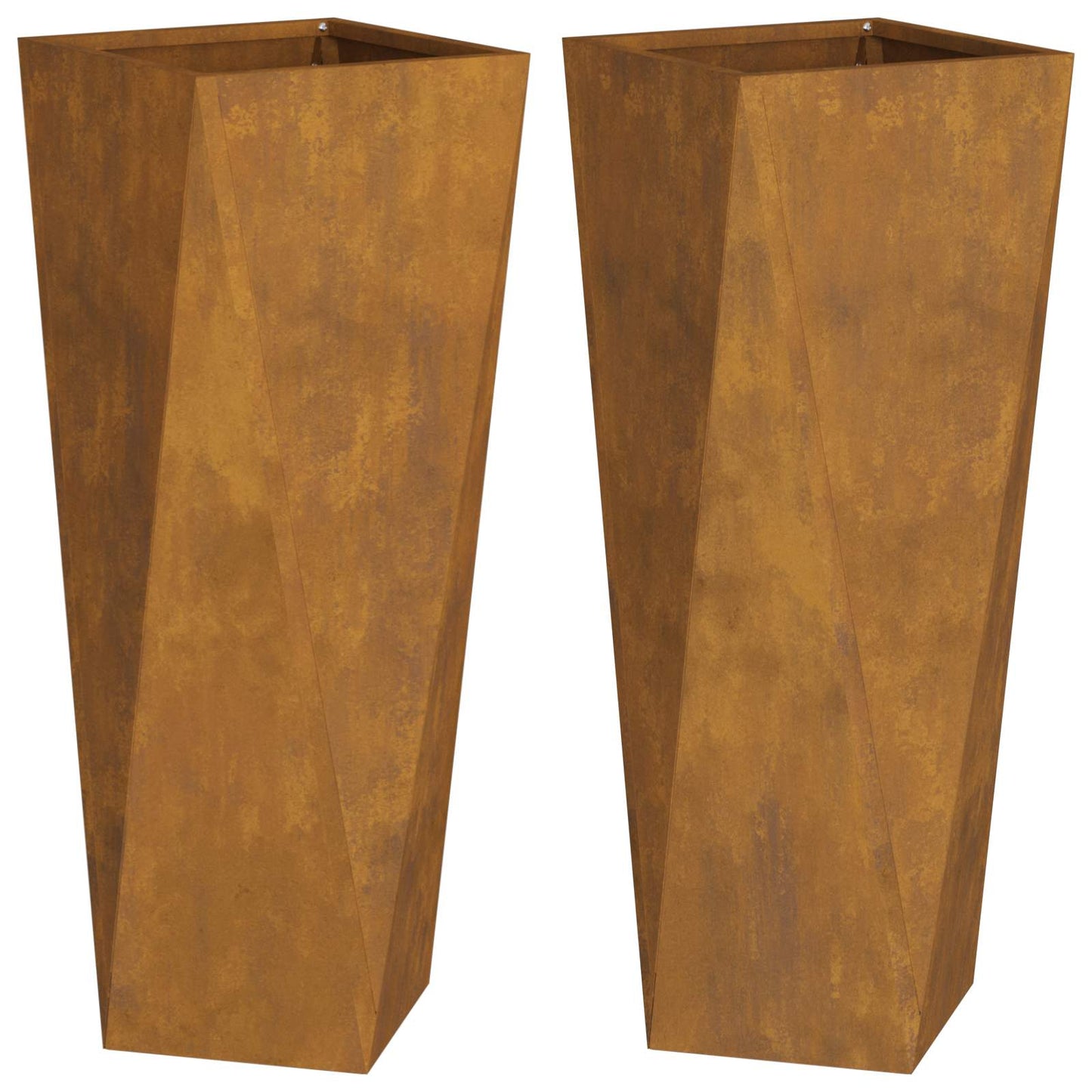 Planter 2 pcs Rusty 30 x 30 x 75 cm Weathering Steel