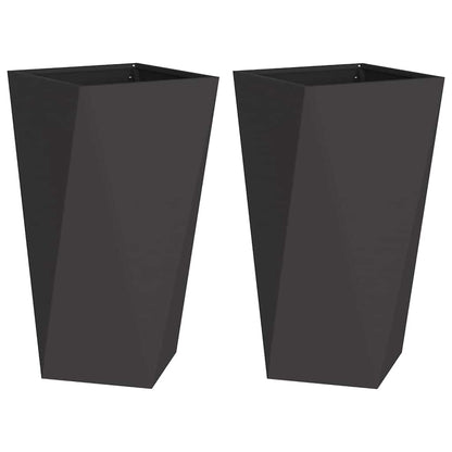 Planter 2 pcs Black 40 x 40 x 75 cm Steel