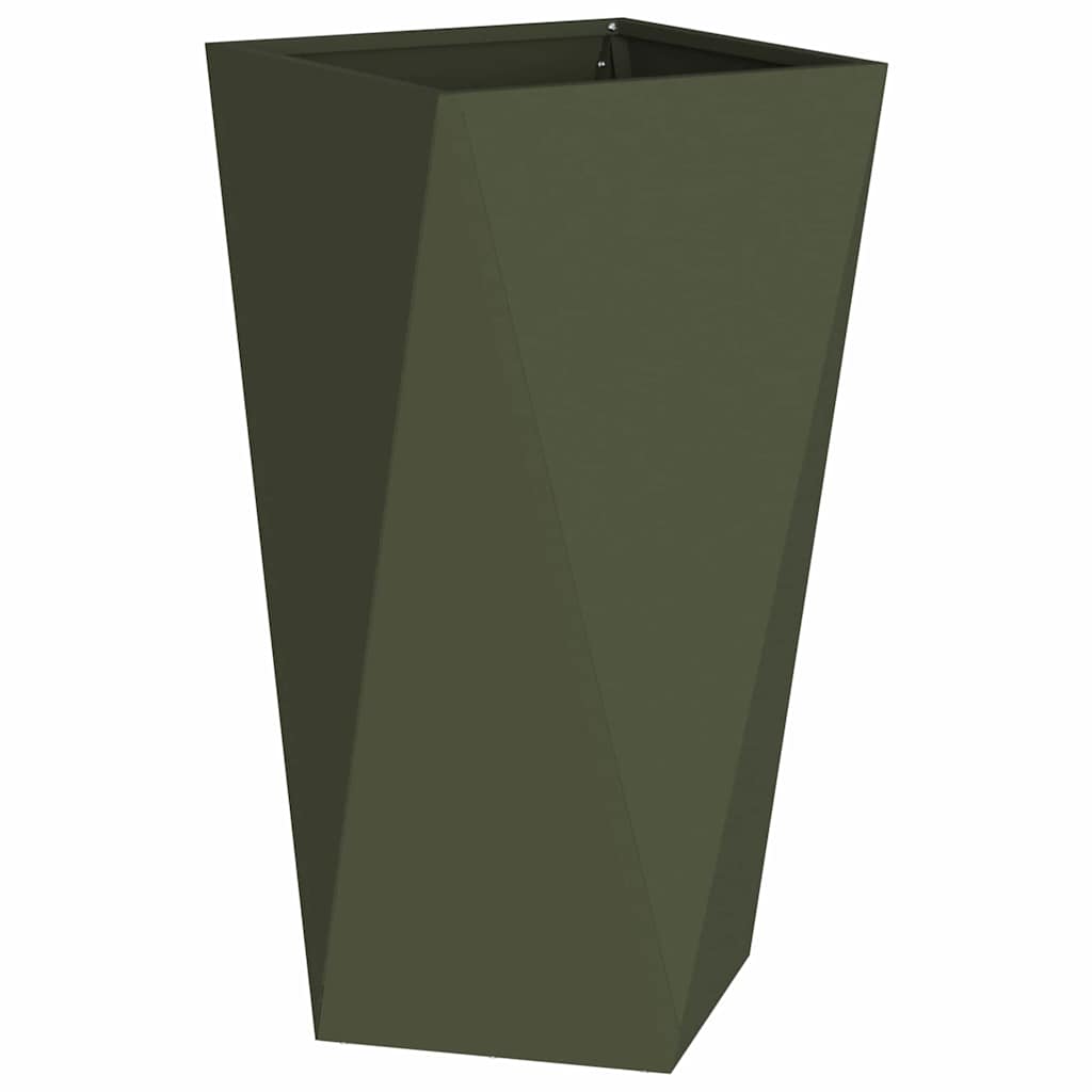 Planter 2 pcs Olive Green 40 x 40 x 75 cm Steel
