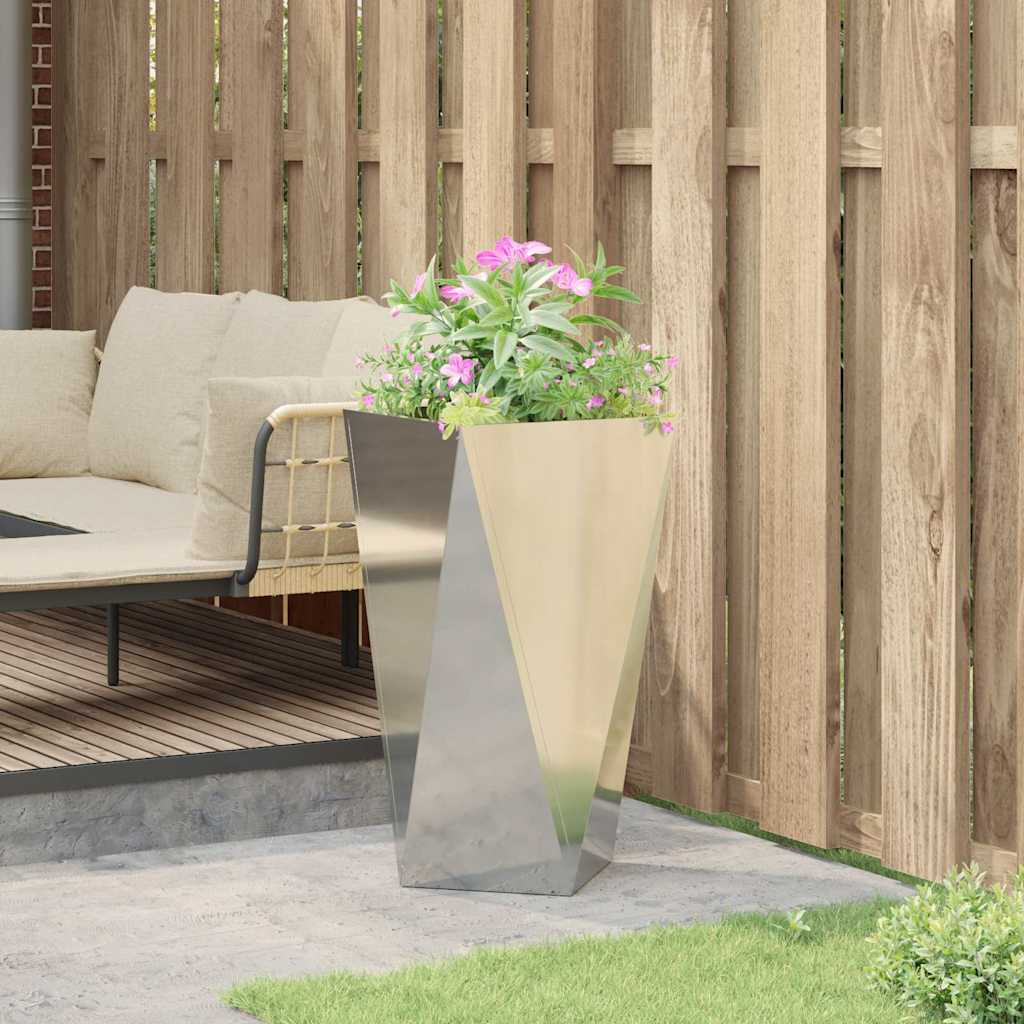 Planter Silver 40 x 40 x 75 cm Galvanised Steel