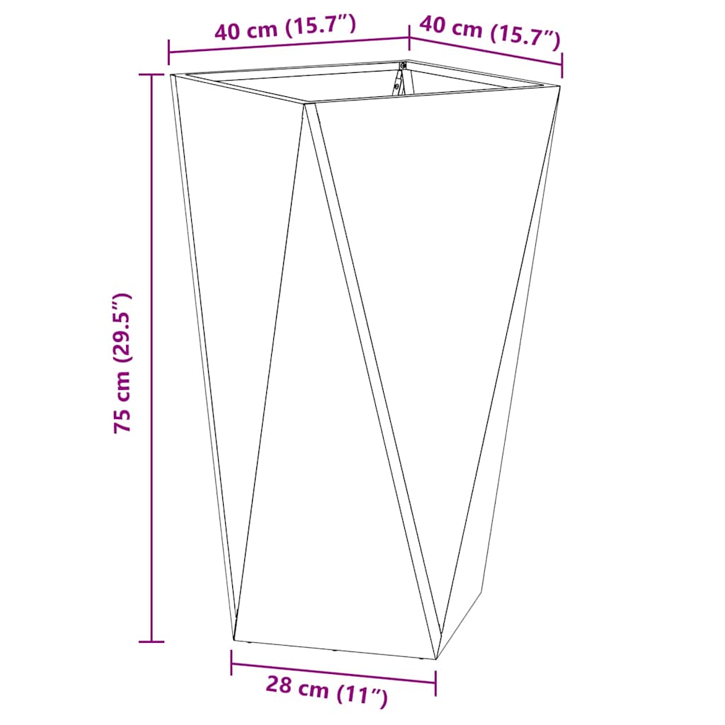 Planter Silver 40 x 40 x 75 cm Galvanised Steel