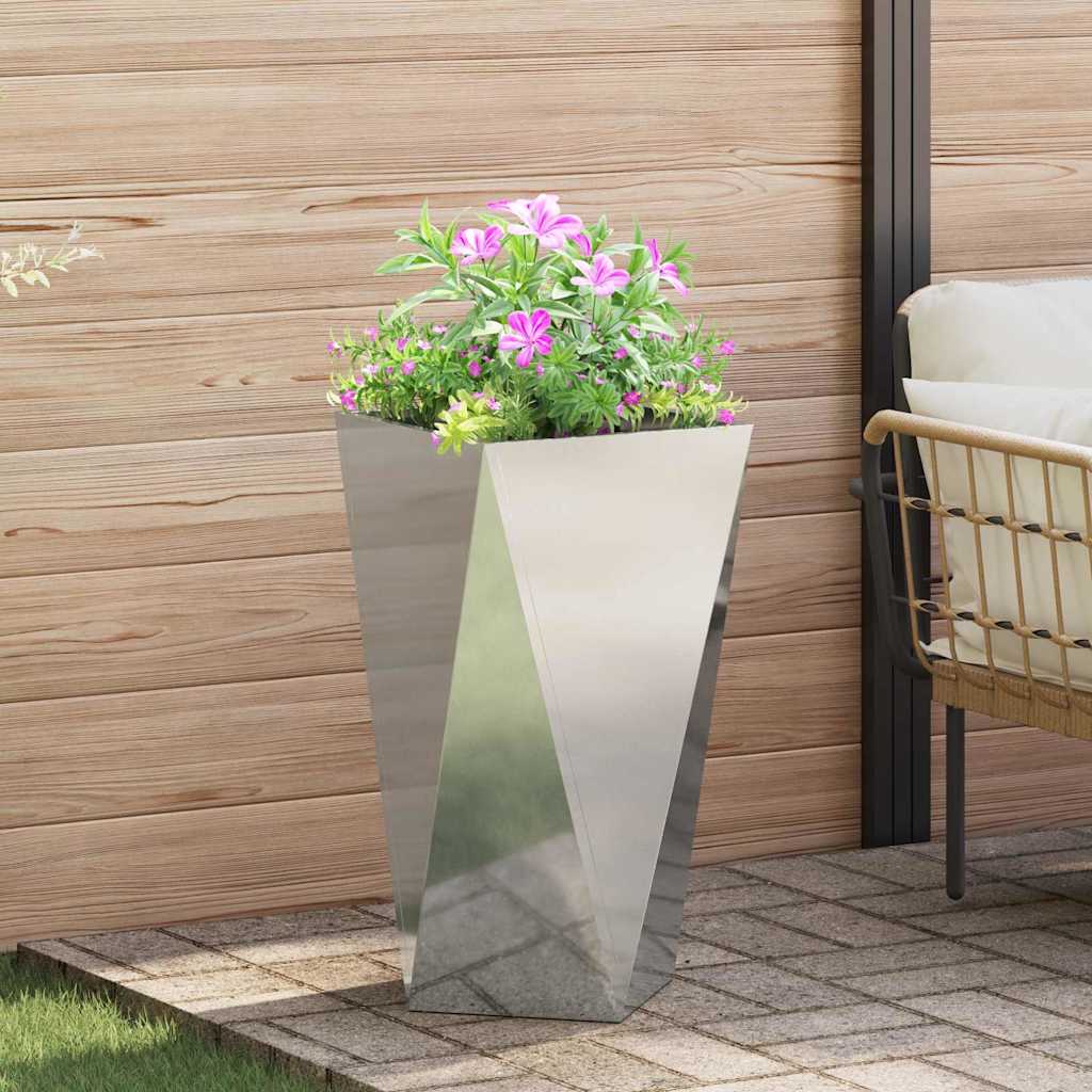 Planter 2 pcs Silver 40 x 40 x 75 cm Galvanised Steel