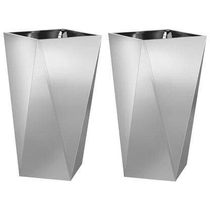 Planter 2 pcs Silver 40 x 40 x 75 cm Galvanised Steel