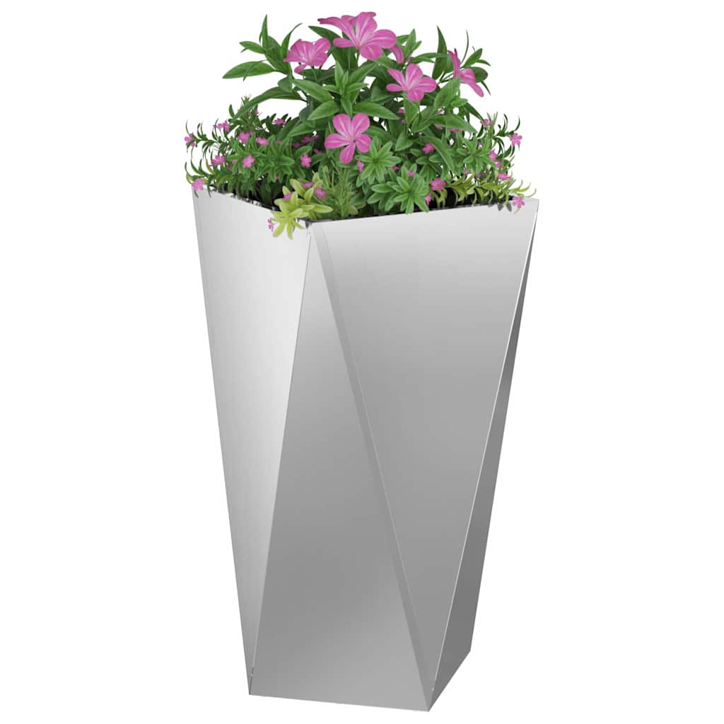Planter 2 pcs Silver 40 x 40 x 75 cm Galvanised Steel