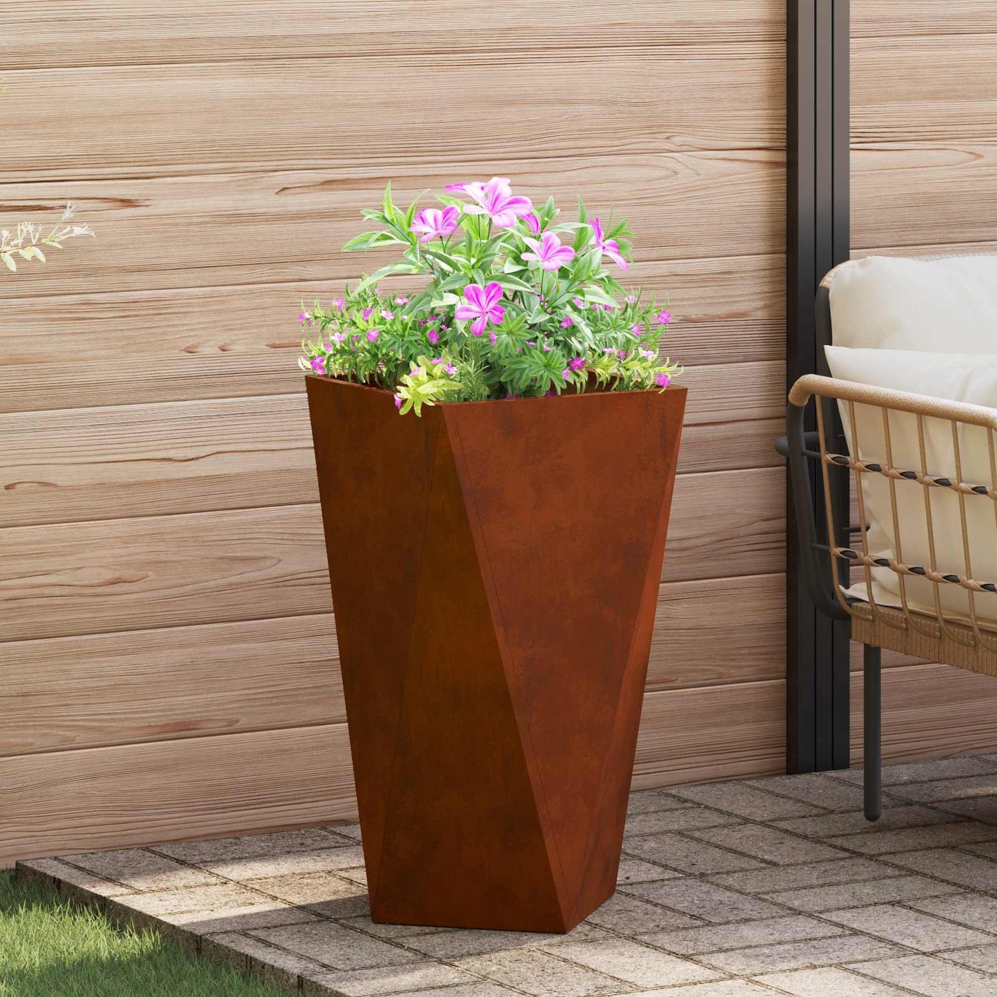 Planter 2 pcs Rusty 40 x 40 x 75 cm Weathering Steel