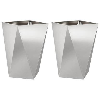 Planter 2 pcs Silver 50 x 50 x 75 cm Stainless Steel
