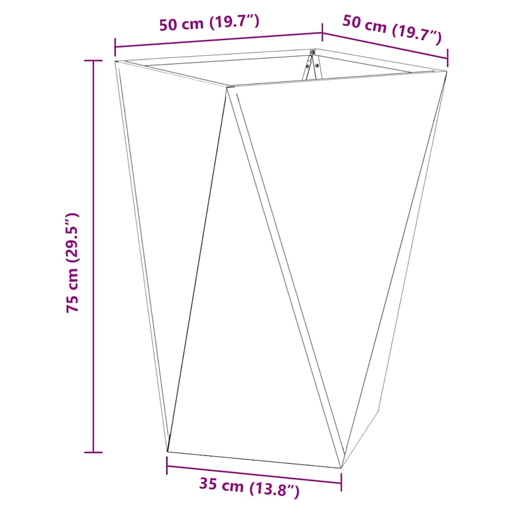 Planter Silver 50 x 50 x 75 cm Galvanised Steel