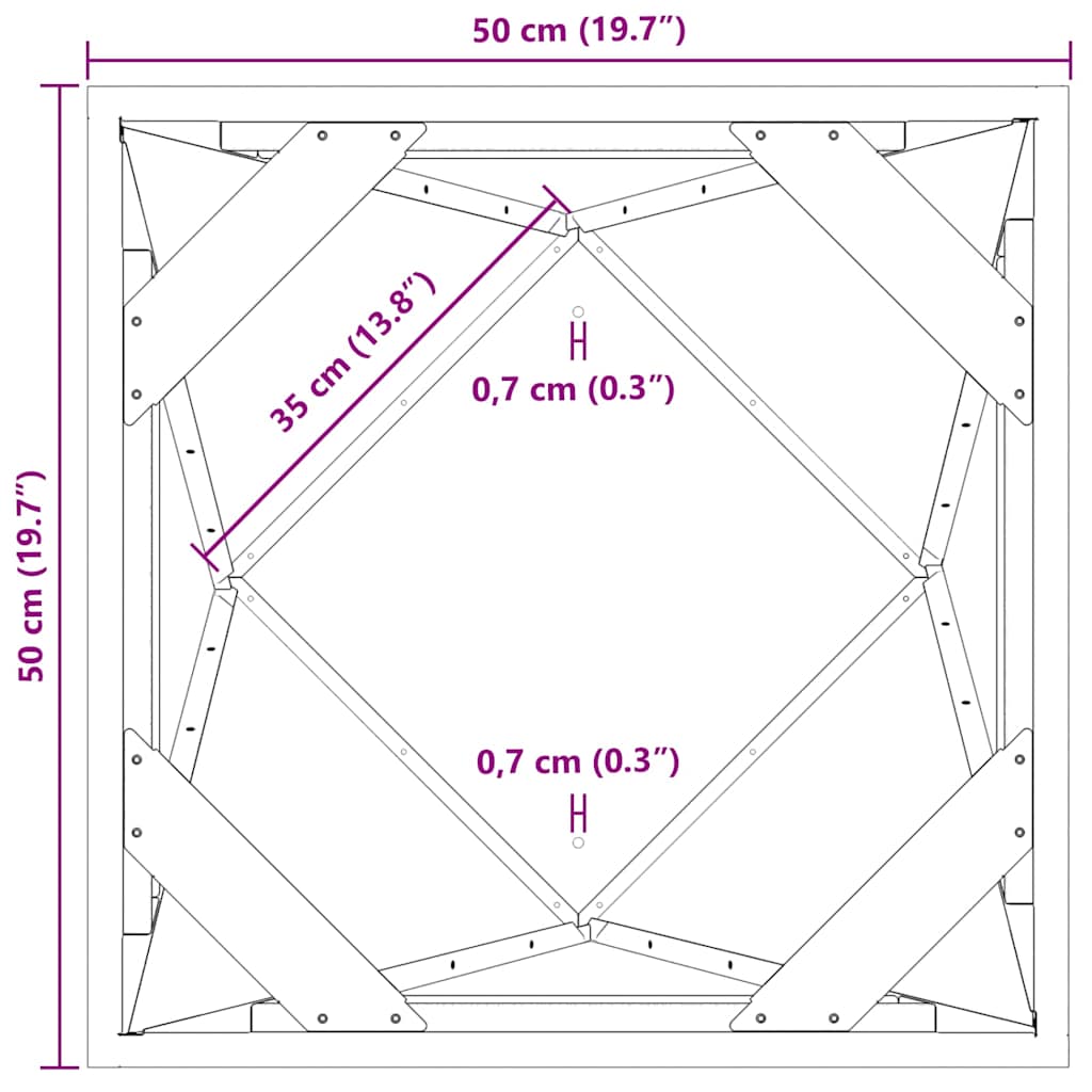 Planter Silver 50 x 50 x 75 cm Galvanised Steel
