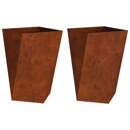Planter 2 pcs Rusty 50 x 50 x 75 cm Weathering Steel