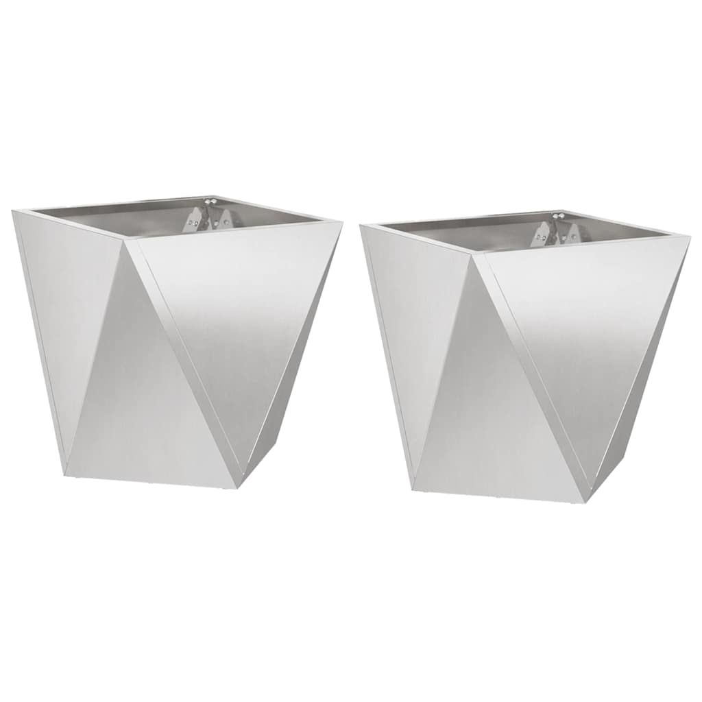 Planter 2 pcs Silver 30 x 30 x 30 cm Stainless Steel