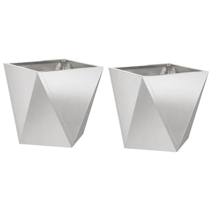 Planter 2 pcs Silver 30 x 30 x 30 cm Stainless Steel