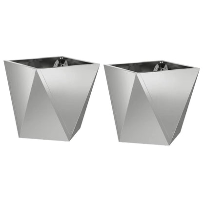 Planter 2 pcs Silver 30 x 30 x 30 cm Galvanised Steel