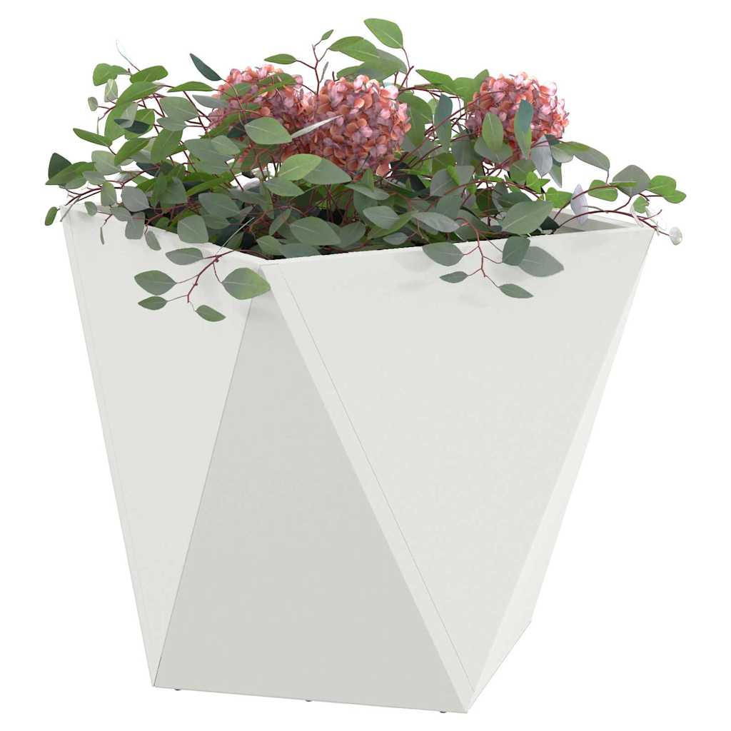 Planter 2 pcs White 40 x 40 x 40 cm Steel