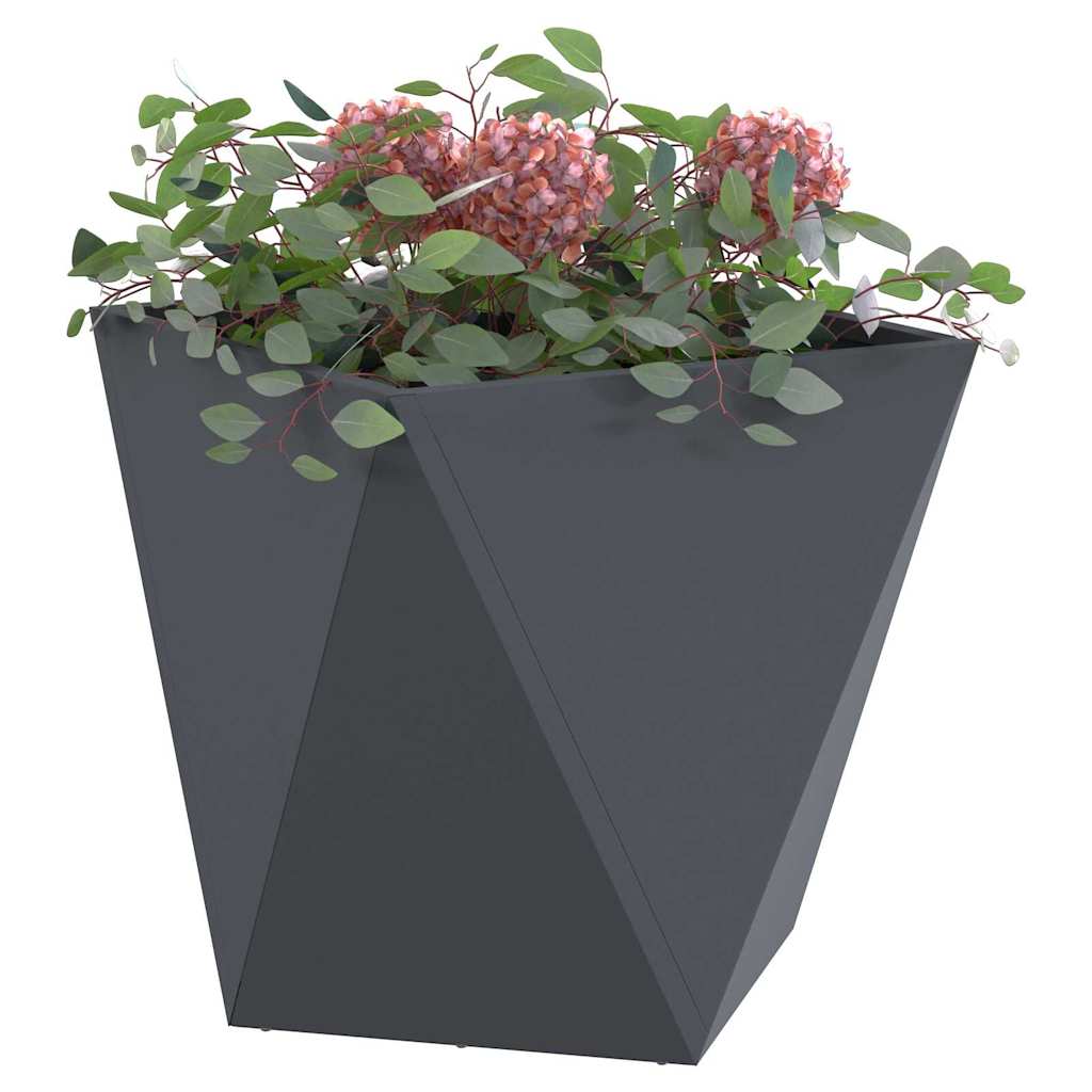 Planter 2 pcs Anthracite 40 x 40 x 40 cm Steel