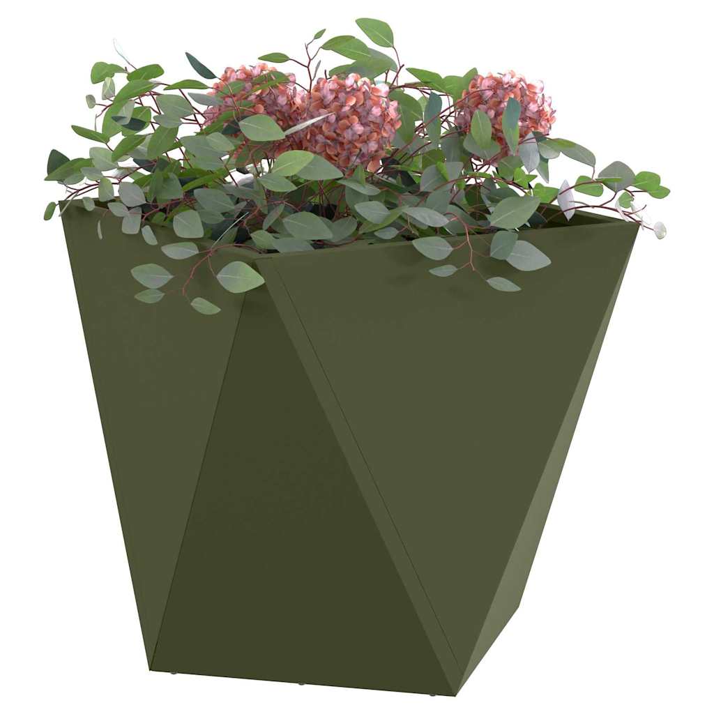 Planter Olive Green 40 x 40 x 40 cm Steel