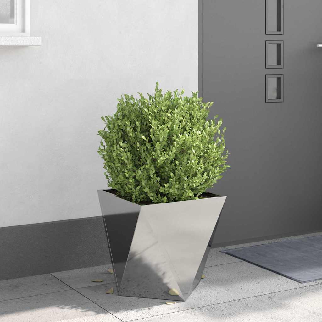 Planter 2 pcs Silver 40 x 40 x 40 cm Stainless Steel