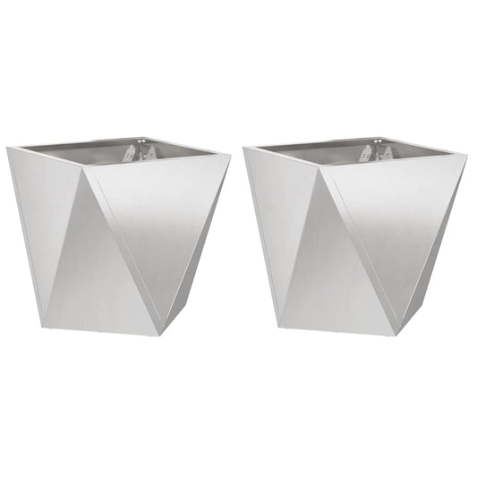Planter 2 pcs Silver 40 x 40 x 40 cm Stainless Steel