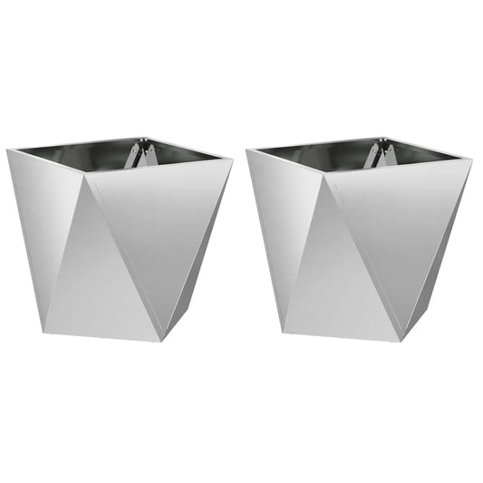 Planter 2 pcs Silver 40 x 40 x 40 cm Galvanised Steel