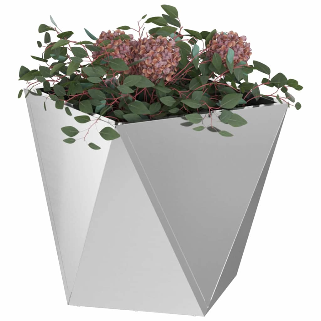 Planter 2 pcs Silver 40 x 40 x 40 cm Galvanised Steel
