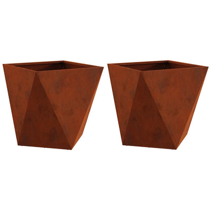 Planter 2 pcs Rusty 40 x 40 x 40 cm Weathering Steel