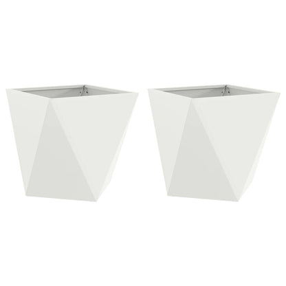 Planter 2 pcs White 50 x 50 x 50 cm Steel