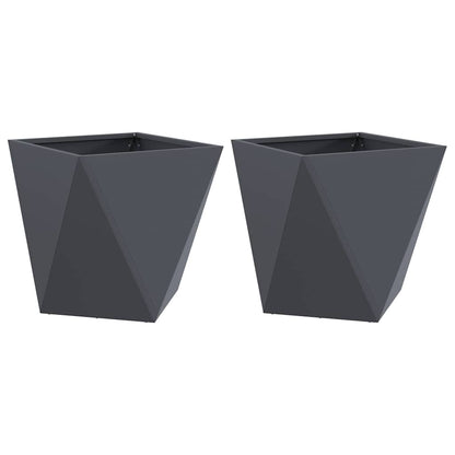 Planter 2 pcs Anthracite 50 x 50 x 50 cm Steel
