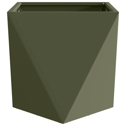 Planter 2 pcs Olive Green 50 x 50 x 50 cm Steel
