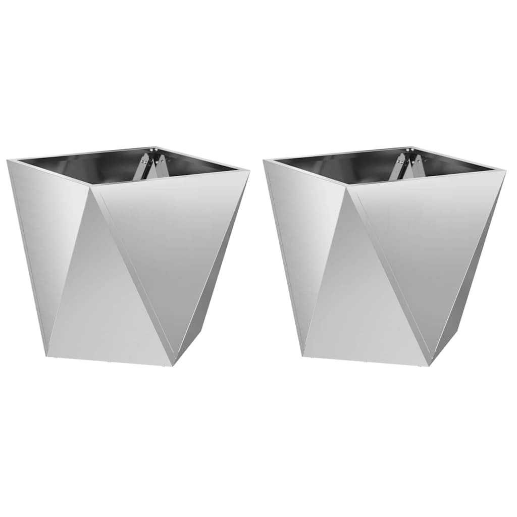 Planter 2 pcs Silver 50 x 50 x 50 cm Galvanised Steel