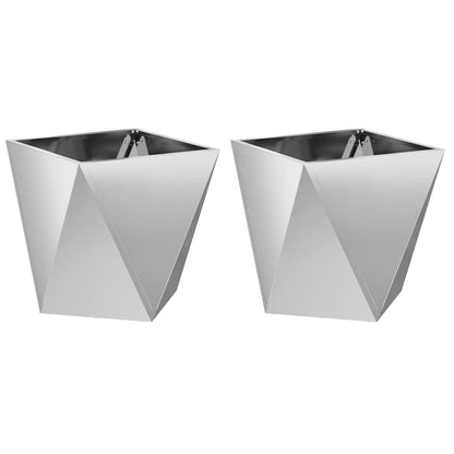 Planter 2 pcs Silver 50 x 50 x 50 cm Galvanised Steel