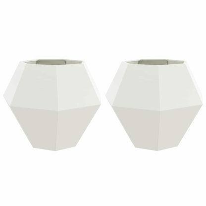 Planter 2 pcs White 100 x 100 x 80 cm Steel