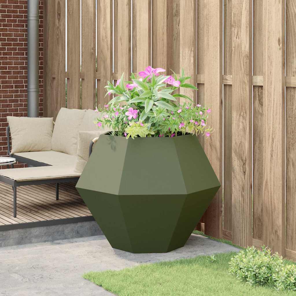 Planter Olive Green 100 x 100 x 80 cm Steel