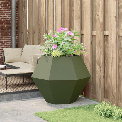 Planter Olive Green 100 x 100 x 80 cm Steel