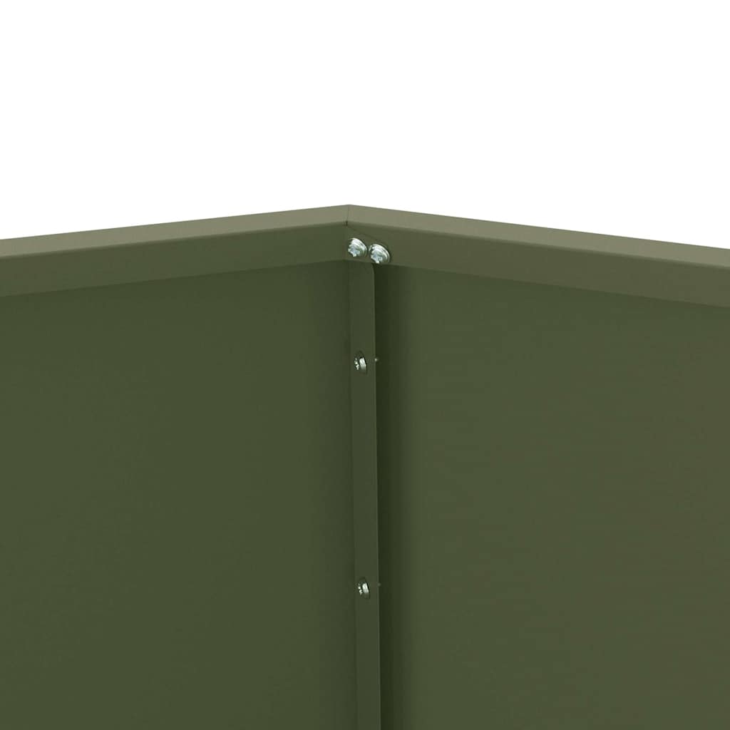 Planter 2 pcs Olive Green 100 x 100 x 80 cm Steel