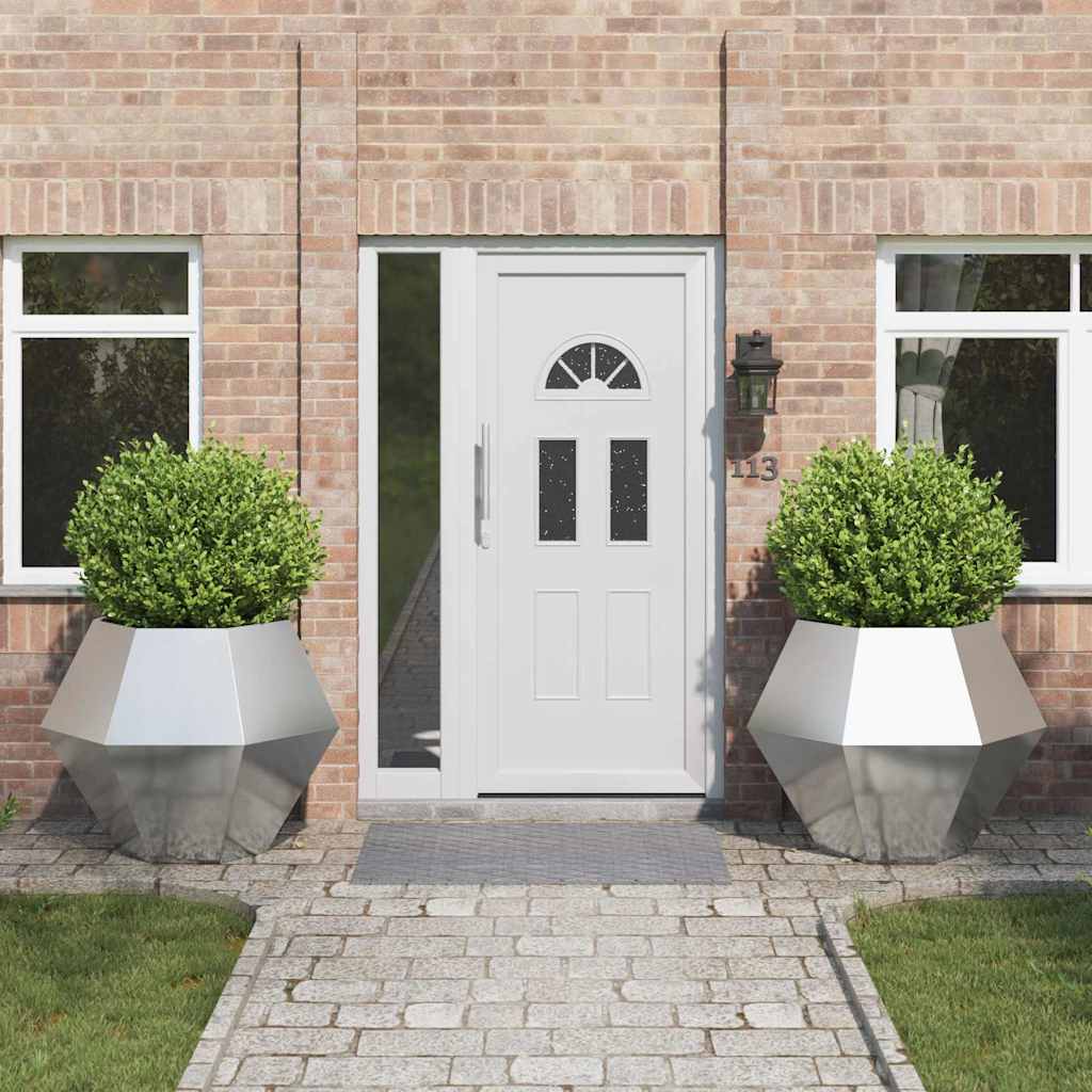 Planter 2 pcs Silver 100 x 100 x 80 cm Stainless Steel