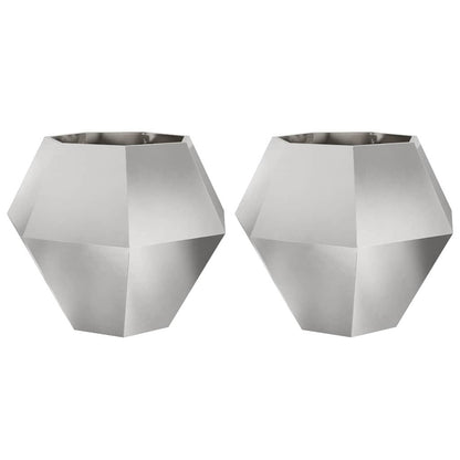 Planter 2 pcs Silver 100 x 100 x 80 cm Stainless Steel