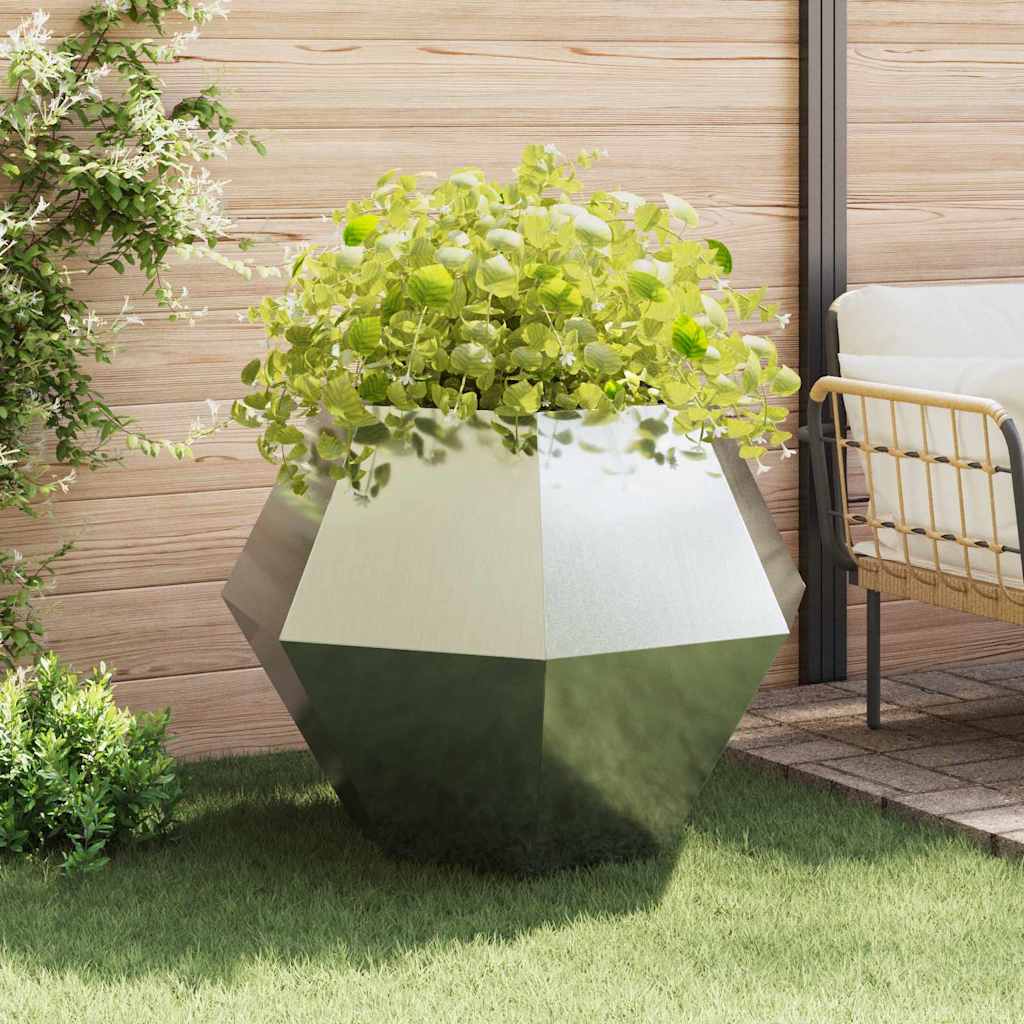 Planter 2 pcs Silver 100 x 100 x 80 cm Galvanised Steel