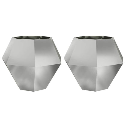 Planter 2 pcs Silver 100 x 100 x 80 cm Galvanised Steel