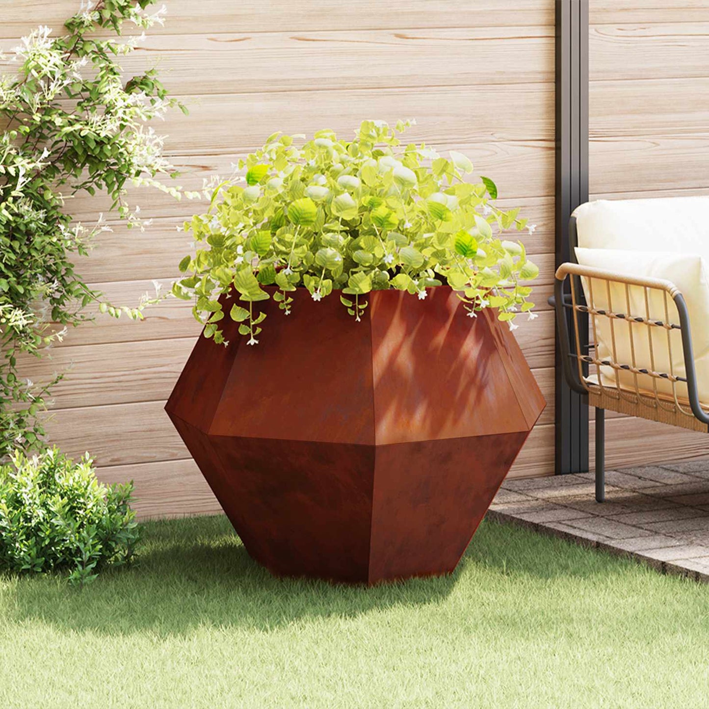 Planter 2 pcs Rusty 100 x 100 x 80 cm Weathering Steel