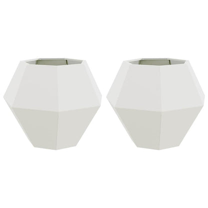 Planter 2 pcs White 75 x 75 x 60 cm Steel