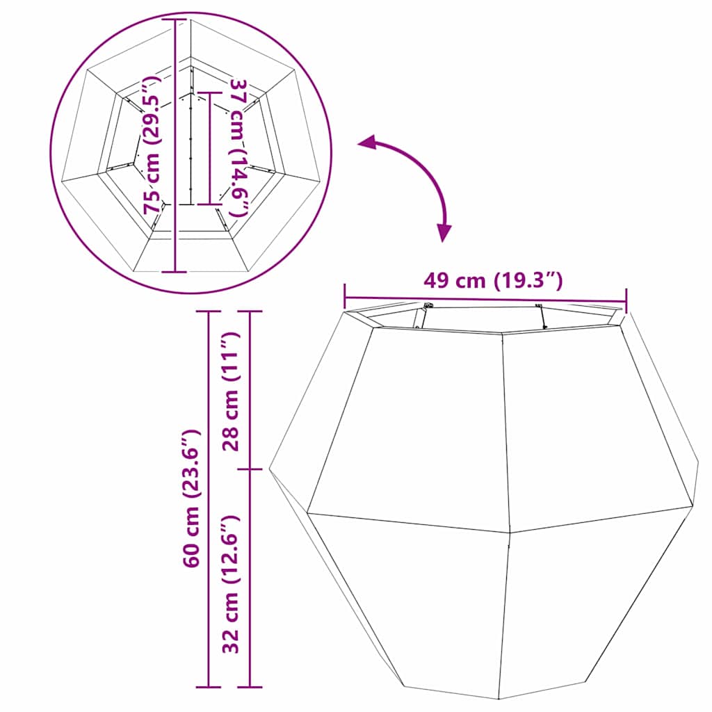 Planter 2 pcs White 75 x 75 x 60 cm Steel