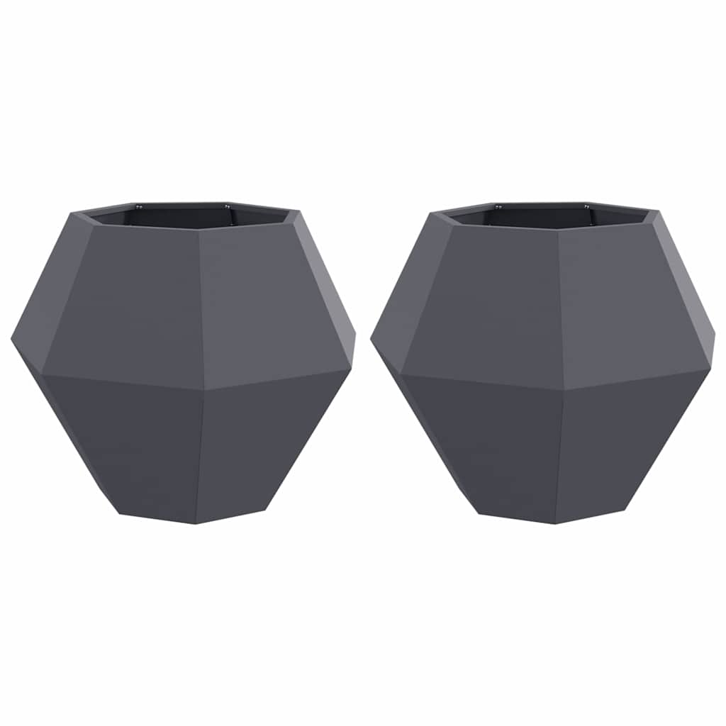 Planter 2 pcs Anthracite 75 x 75 x 60 cm Steel