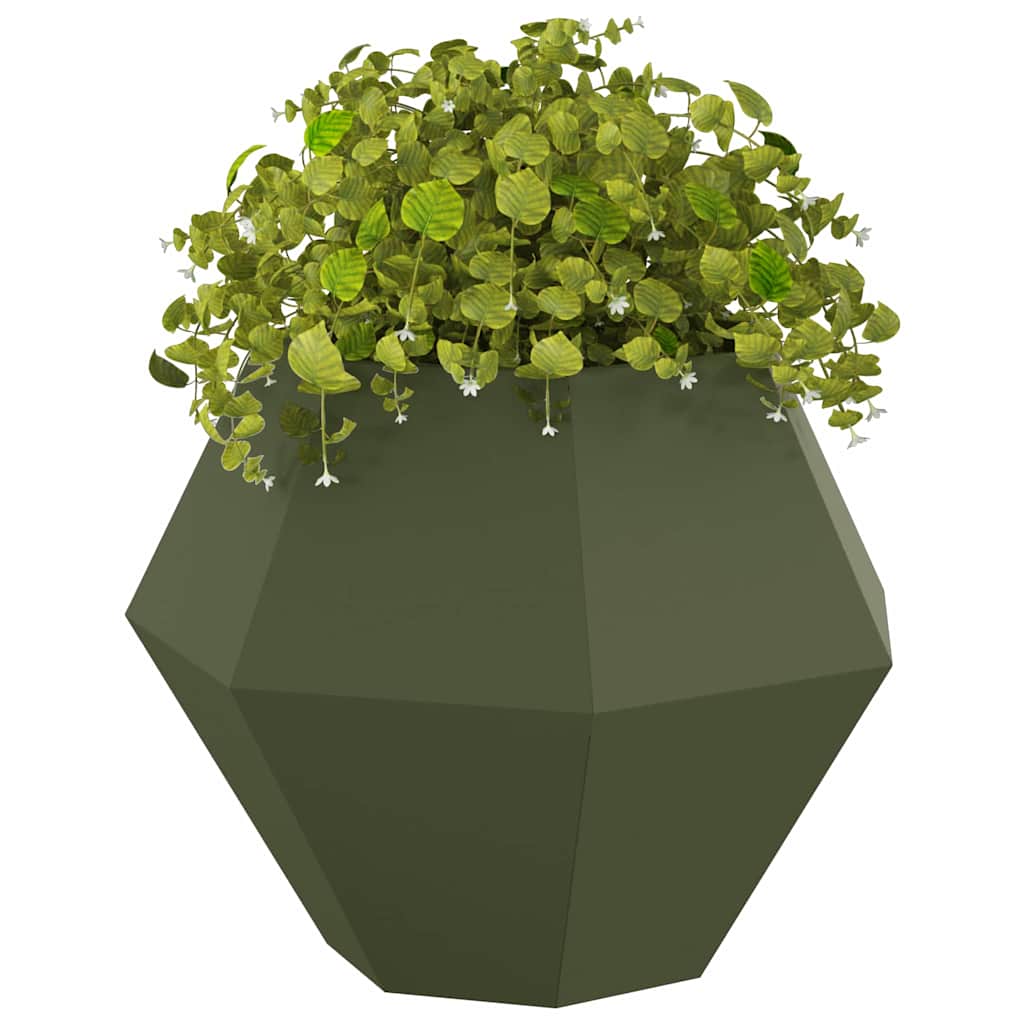 Planter 2 pcs Olive Green 75 x 75 x 60 cm Steel