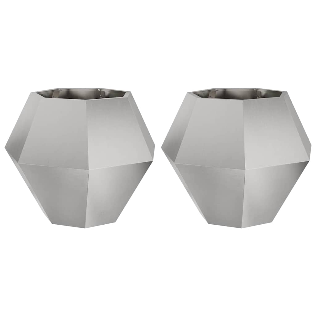 Planter 2 pcs Silver 75 x 75 x 60 cm Stainless Steel