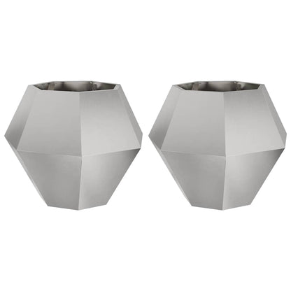 Planter 2 pcs Silver 75 x 75 x 60 cm Stainless Steel