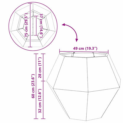 Planter Silver 75 x 75 x 60 cm Galvanised Steel