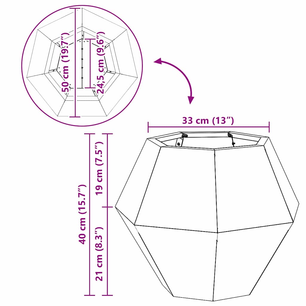 Planter 2 pcs Black 50 x 50 x 40 cm Steel
