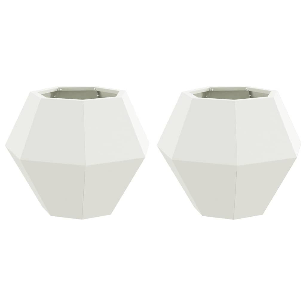Planter 2 pcs White 50 x 50 x 40 cm Steel