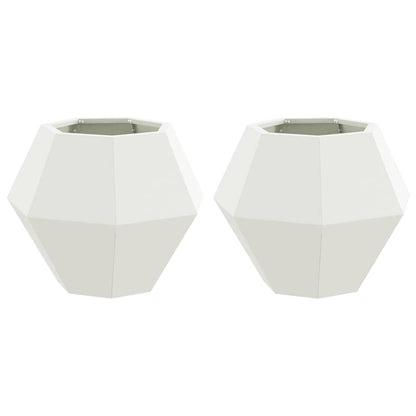 Planter 2 pcs White 50 x 50 x 40 cm Steel